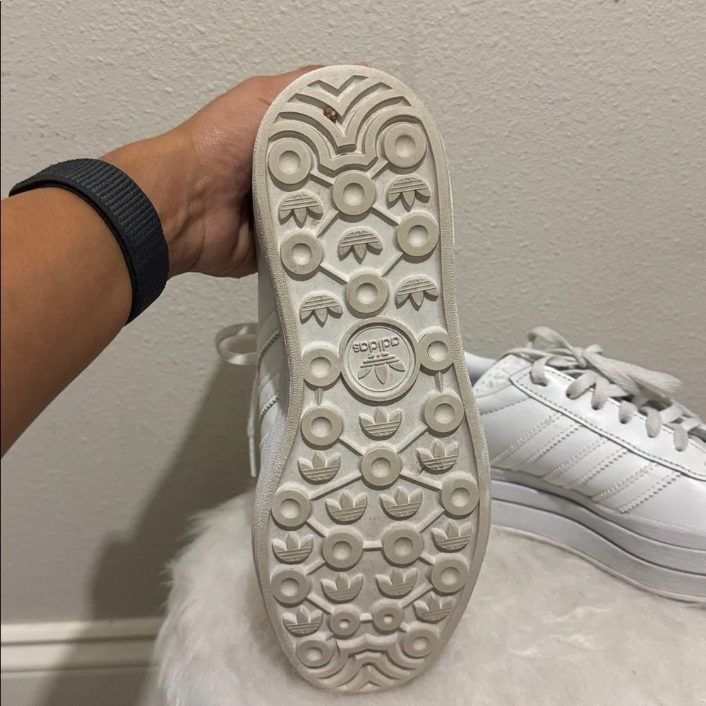 Adidas Gazelle Bold Triple White Platform Unisex Sneakers